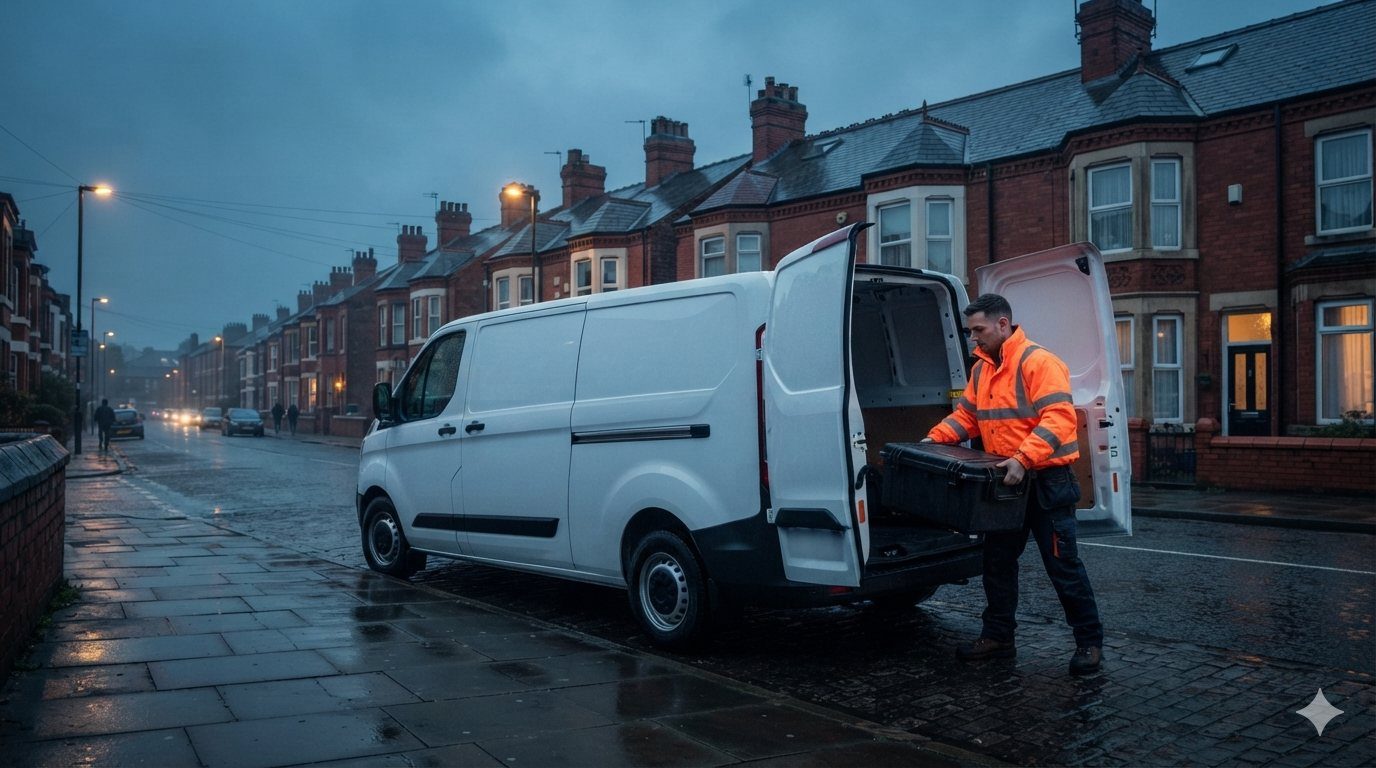 Surveyor arriving at a property